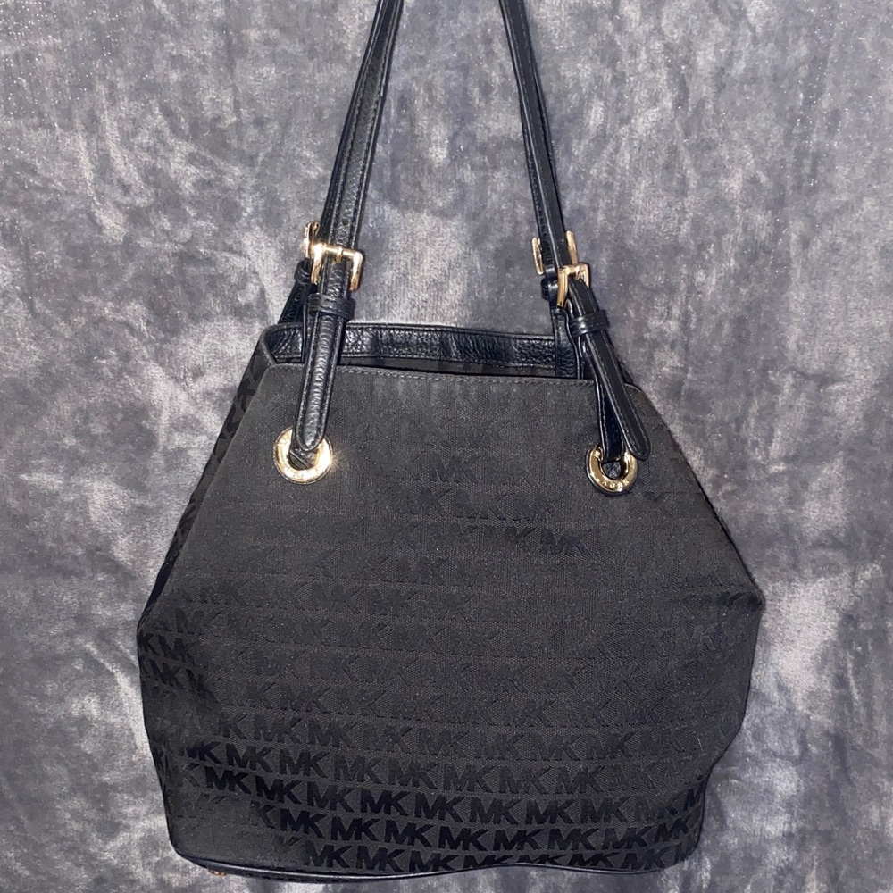 Michael Kors Black Shoulder Bag with Gold Accents